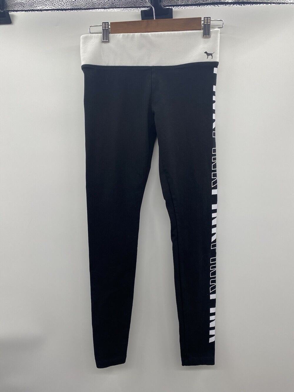 Pink Victorias Secret Women Activewear Pants Small S/P Black Jogger Yoga Workout